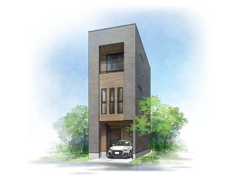 大阪市東住吉区矢田7丁目の新築一戸建ての外観