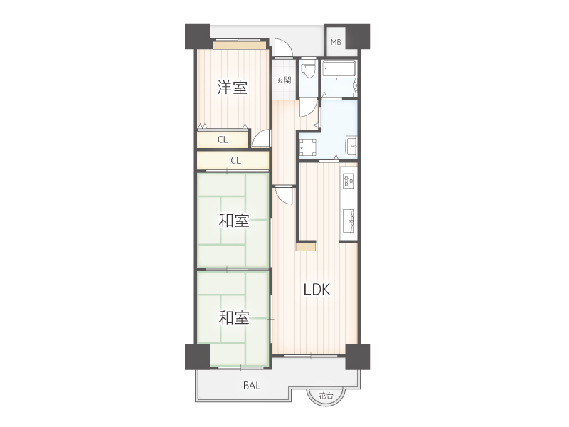 シティコーポ朝潮（3LDK）中古マンションの間取り図