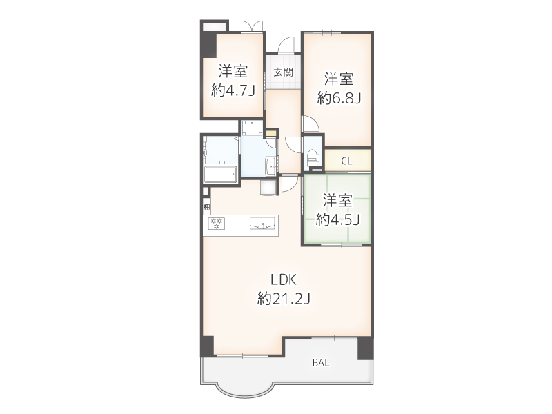 メイプルパークスクエア東２番街（3LDK）中古マンションの間取り図