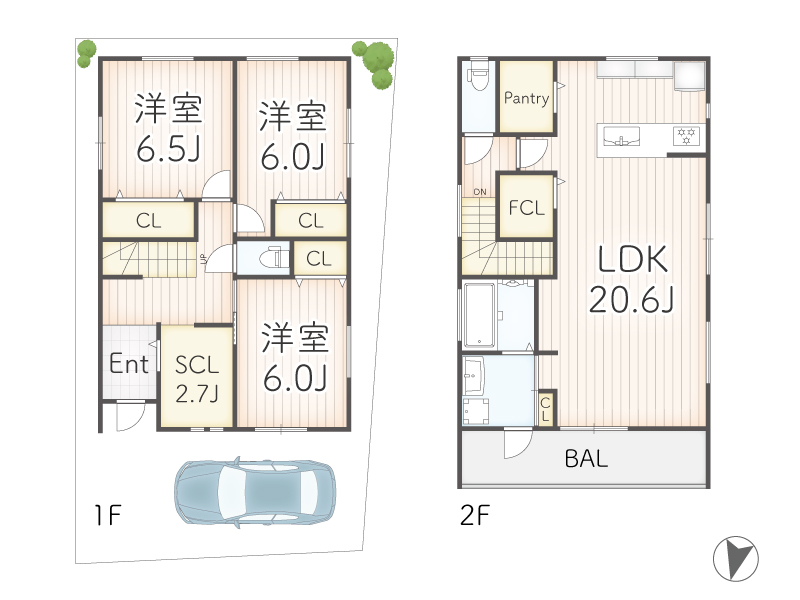 堺市北区金岡町の間取り図