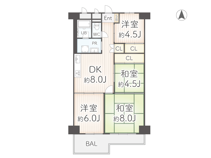 新北島コーポ２号棟の間取り図