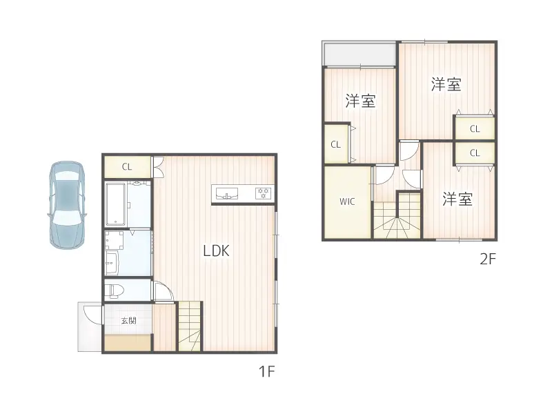 高槻市上本町建築条件無し土地の建築プラン例