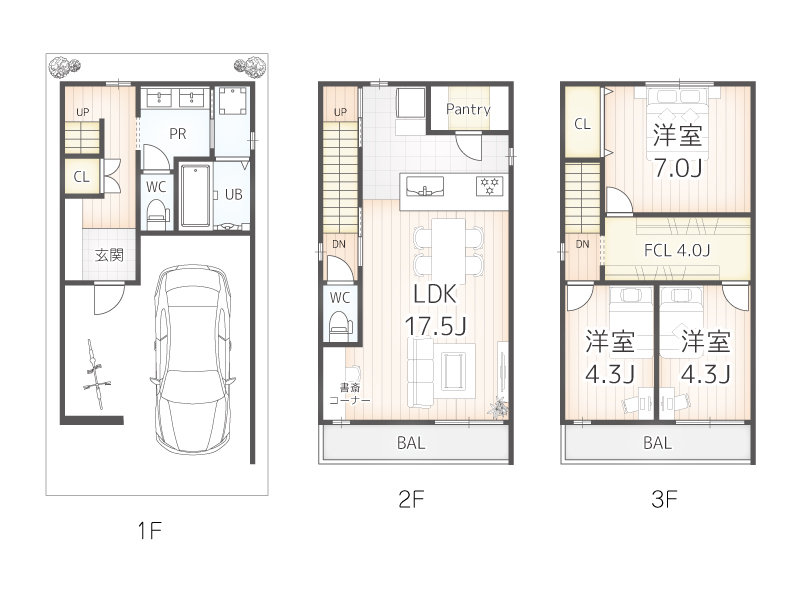 八尾市東本町５丁目建築条件付き土地の建築プラン例