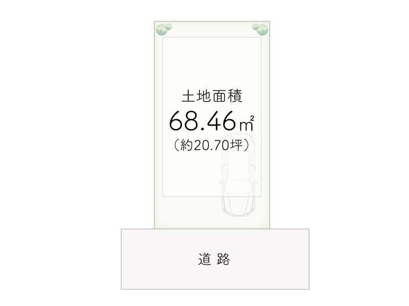 八尾市東本町５丁目（１区画）建築条件付き売り土地の区画図