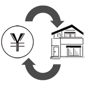 売却物件の代金決済と引き渡しを行っている場面