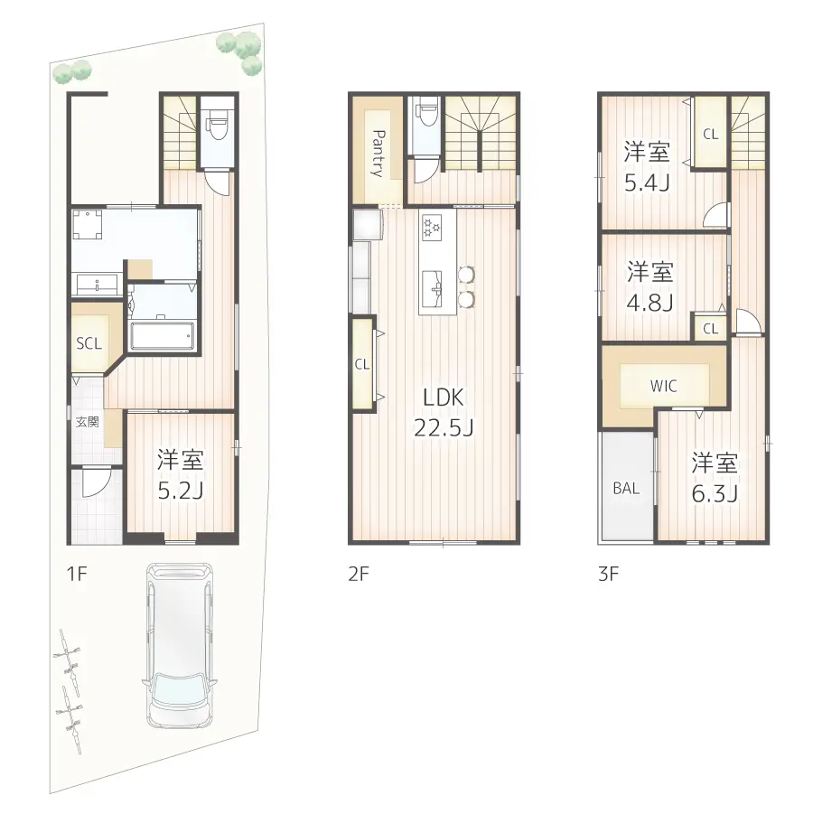 堺市北区の新築注文住宅　フロアープラン図｜7ARC（セブンアーク）施工事例